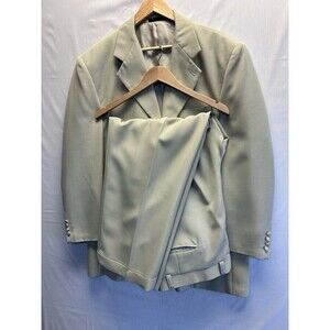 Falcone 5 Button Suit Beige Mobster Style Pleated Cuffed Classic Mens 46R 40x30